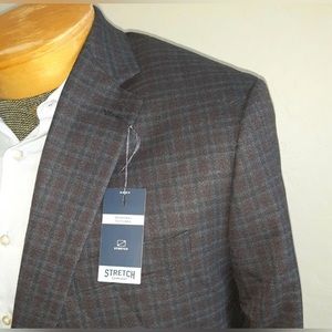 Stafford Men’s Sport Coat - 42R - Grey/Blue/Burgundy - NWT - 2 Button, Small Cut